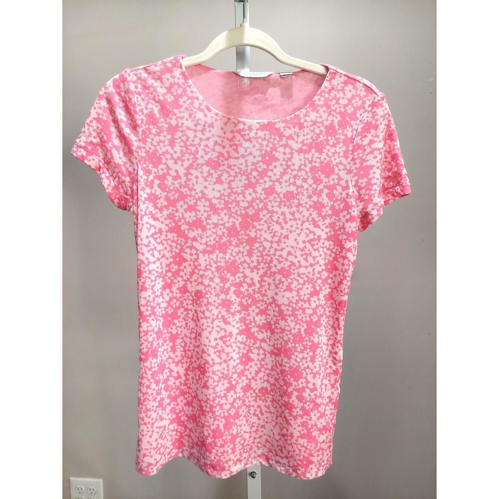 Liz Claiborne New York Pink Floral Mesh Short Sleeve Top S Coquette Y2K Girly